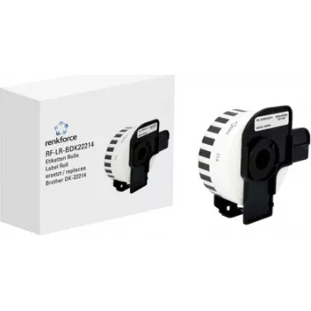 Renkforce etiķešu lente, saderīga ar Brother DK-22214, 12 mm x 30,48 m, papīrs, balta, RF-6027528