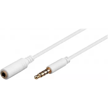 Wentronic Goobay 3,5 mm Jack pagarinājuma kabelis, balts, 0,5 m, TRRS 4-pin, vīrišķais uz sievišķo 62359