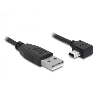 Delock USB 2.0 kabelis USB-A Male uz Mini USB-B 5-pin Male leņķveida, 1m, melns 82681