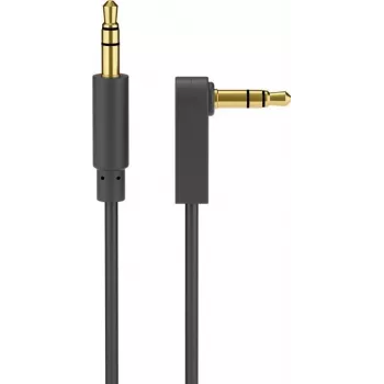 Wentronic Goobay 3,5 mm stereo jack kabelis, 1 m, melns, taisns uz 90° leņķa, vīrišķais uz vīrišķo 67783