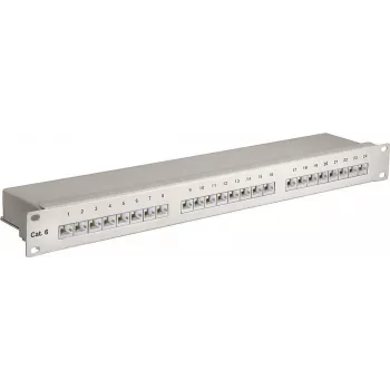 Wentronic Goobay CAT 6 24 portu STP patch panelis, 19 inch 1U, pelēks 94036