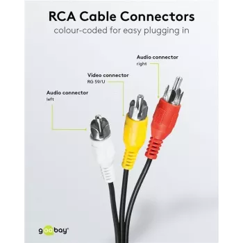 Wentronic AVK 354-300 3,0m 3x RCA tēviņš uz 3x RCA tēviņš AV kabelis - melns 50382