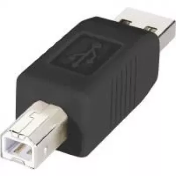 Renkforce USB 2.0 adapteris A male uz B male, zelta pārklājuma kontakti, melns