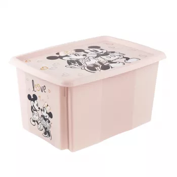 keeeper Uzglabāšanas kaste Karolina Minnie, 45 litri, saliekama un ievietojama, ar vāku, polipropilēns, Nordic Pink, 1 gab. 1223958124700
