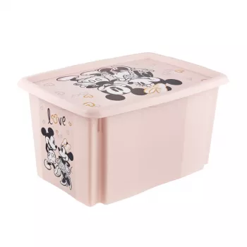 keeeper Uzglabāšanas kaste Karolina Minnie, 45 litri, saliekama un ievietojama, ar vāku, polipropilēns, Nordic Pink, 1 gab. 1223958124700