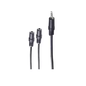 shiverpeaks BASIC-S Audio Y-adaptera kabelis, 3,5 mm stereo spraudnis uz 2x 3,5 mm stereo ligzdām, 0,2 m, melns BS30761
