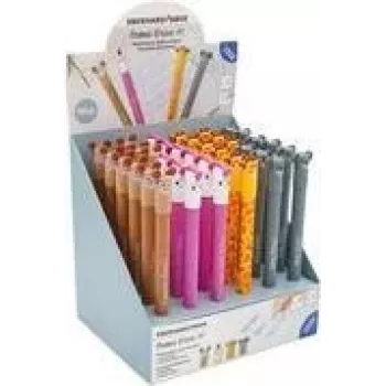 FABER-CASTELL EBERHARD FABER Animal Erase it! gēla pildspalvu displejs, 36 pildspalvas, zils tinti, 0,7 mm, dzēšamas, uzpildāmas 560109