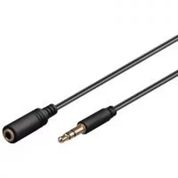 Wentronic Goobay 3.5mm Jack pagarinājuma kabelis, melns, 1 m - 3.5mm vīrišķais uz 3.5mm sievišķo, stereo (97113)