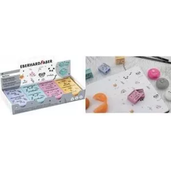 FABER-CASTELL EBERHARD FABER Animal dubultais asināmais, 8 gab. displeja kastē, standarta un resnajiem zīmuļiem, plastmasa, dažādas krāsas 585154