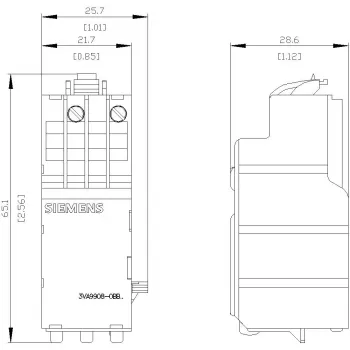 SIEMENS zemsprieguma atbrīvotājs 208-230V AC 50/60 Hz 3VA automātiskajiem slēdžiem (3VA99080BB25)