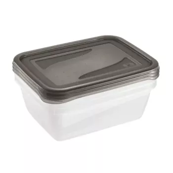 keeeper fredo fresh Pārtikas uzglabāšanas trauku komplekts, 3x 1,25 L, Taisnstūrveida, Caurspīdīgs pamats ar pelēku vāku 3067582700000