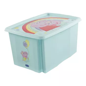keeeper karolina Peppa Pig uzglabāšanas kaste, 45 L, akvamarīna krāsā, ar vāku, sakraujama 1223962433600