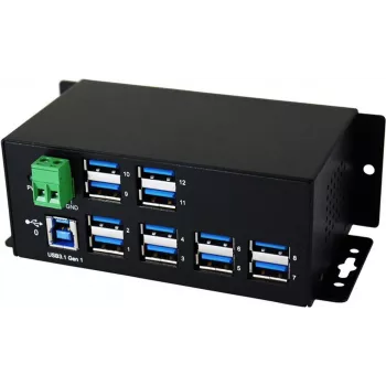 EXSYS EX-1112HMS 12 portu USB 3.2 Gen 1 industriālais DIN sliedes koncentrators