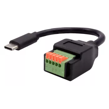 EXSYS USB-C vīriešu uz 5-pinu spaiļu bloka adaptera kabelis ar pogu, USB 2.0, 15 cm EX-49123