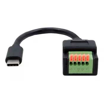 EXSYS USB-C vīriešu uz 5-pinu spaiļu bloka adaptera kabelis ar pogu, USB 2.0, 15 cm EX-49123