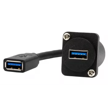 EXSYS EX-49165 D-Type panelmontāžas USB-A ligzda uz ligzdu kabelis adapteris, USB 3.2 Gen 1, 20 cm