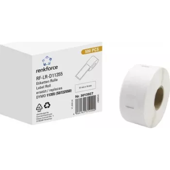 Renkforce RF-6027854 saderīgas DYMO 11355 adrešu etiķetes 51 x 19 mm, baltas papīra, pastāvīga līme, 500 etiķetes/rullī