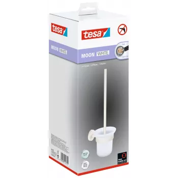 tesa MOON WHITE tualetes birstes un turētāja komplekts, pašlīmējošs, metāla, matēti balts 40571-00000-00