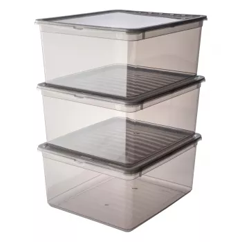 keeeper bea Uzglabāšanas kastu komplekts, 3x 18 L, Crystal-Grey, Air-Control vāks 3003182700000