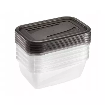 keeeper fredo fresh pārtikas uzglabāšanas trauku komplekts, 5x 0,5 L, taisnstūrveida, caurspīdīgi ar pelēkiem vākiem 3067282700000