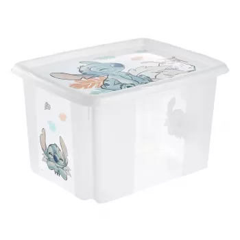 keeeper Storage Box karolina Stitch, 30 litru rotējoša/sakraujama kaste ar vāku, PP, caurspīdīga, 1 gab 1223800131900