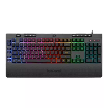 Redragon Shiva RGB membrānas spēļu klaviatūra, melna, 104 taustiņi, 6 makro taustiņi, 26 taustiņu rollover, vadu USB