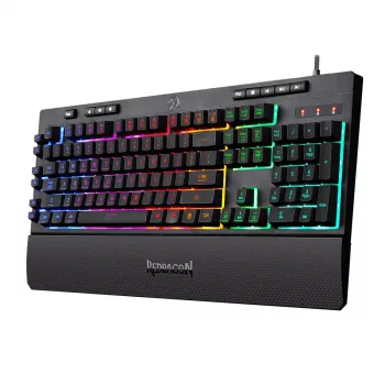 Redragon Shiva RGB membrānas spēļu klaviatūra, melna, 104 taustiņi, 6 makro taustiņi, 26 taustiņu rollover, vadu USB