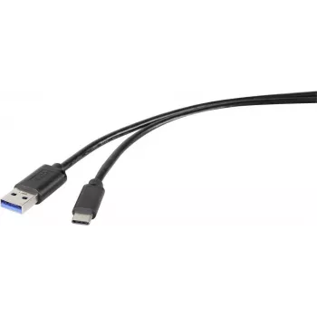 Renkforce RF-4599658 USB 3.2 Gen 1 kabelis, USB-A uz USB-C, 0,5 m, melns