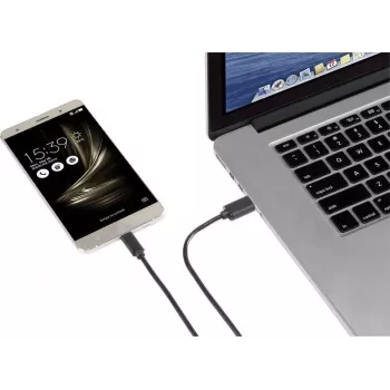 Renkforce RF-4599658 USB 3.2 Gen 1 kabelis, USB-A uz USB-C, 0,5 m, melns