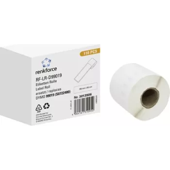 Renkforce RF-6027812 etiķešu rullis DYMO LabelWriter, 190 x 54 mm, balts papīrs, pastāvīga līme, 110 etiķetes