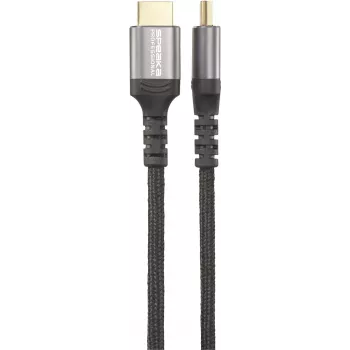 SpeaKa Professional HDMI savienojuma kabelis 0,50 m, pelēks metāla korpuss, 4K UHD SP-13125596