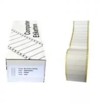 Kores EE8936 nepārtrauktās datoru etiķetes, 89 x 36 mm, 4000 etiķetes, fanfold, baltas, pastāvīga līme, adatprinteriem