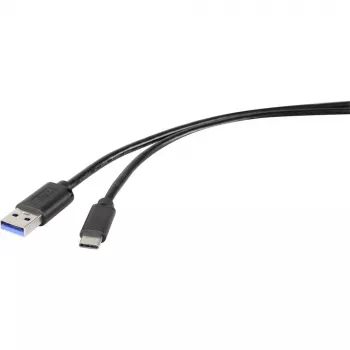 Renkforce RF-4535908 USB 3.2 Gen 1 kabelis, USB-A uz USB-C, 3 m, melns
