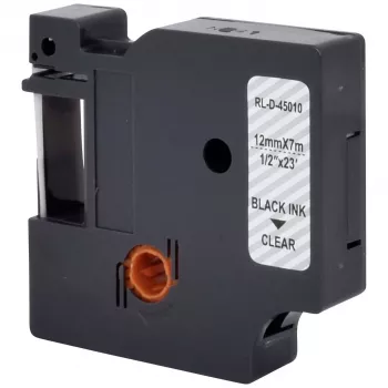 RENKFORCE RF-LT-D45010 saderīga DYMO D1 etiķešu lente 12mm caurspīdīga, melns uz 7m RF-6027820