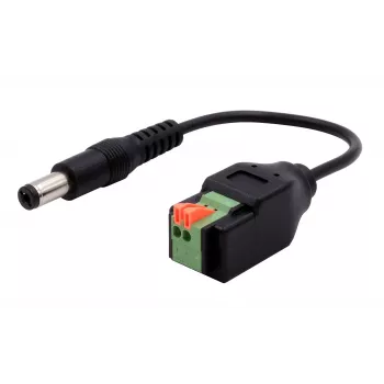 EXSYS EX-49140 DC barošanas adaptera kabelis 5,5x2,1 mm uz 2 kontaktu spailu bloku, 15 cm, ar push-button
