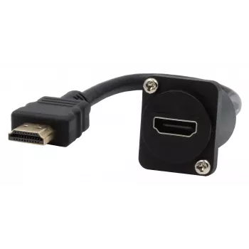 EXSYS EX-49162 HDMI Type A sieviešu uz vīriešu adaptera kabelis, 20 cm, 4K, High Speed ar Ethernet, melns