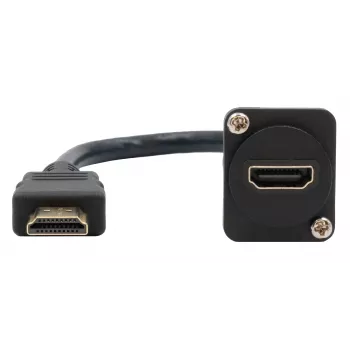 EXSYS EX-49162 HDMI Type A sieviešu uz vīriešu adaptera kabelis, 20 cm, 4K, High Speed ar Ethernet, melns