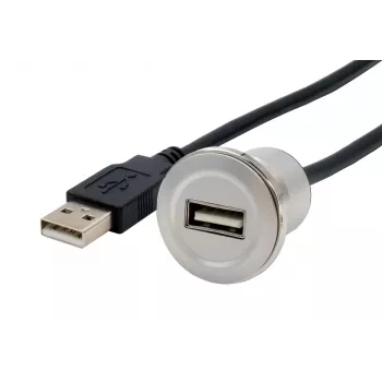 EXSYS EX-49181 Panel Mount USB 2.0 pagarinājuma kabelis, USB-A female uz USB-A male, 30 cm, metāla plate