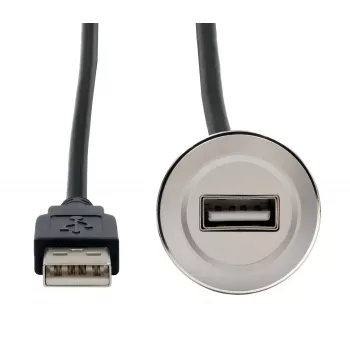 EXSYS EX-49181 Panel Mount USB 2.0 pagarinājuma kabelis, USB-A female uz USB-A male, 30 cm, metāla plate
