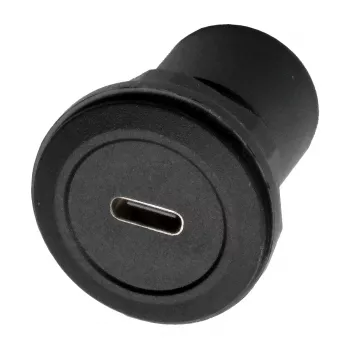 EXSYS EX-49214 USB-C (mātīte) uz USB-C (mātīte) panelī montējams adapteris, USB 3.2 Gen 1, 5 Gbps, ieskrūvējams, niķelēts