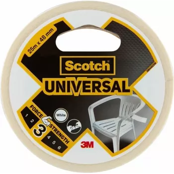 3M Scotch Universal Tape 2000 balta līmlente 48 mm x 25 m, 6 rullīši - daudzfunkcionāla PE plēves lente saišķošanai, stiprināšanai, remontam un blīvēšanai 7100205295