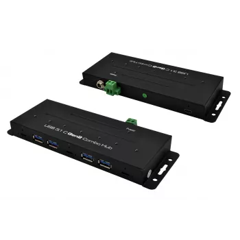 EXSYS EX-1247HMVS 7 portu USB 3.2 Gen 2 industriālais centrmezgls ar DIN sliedes stiprinājumu
