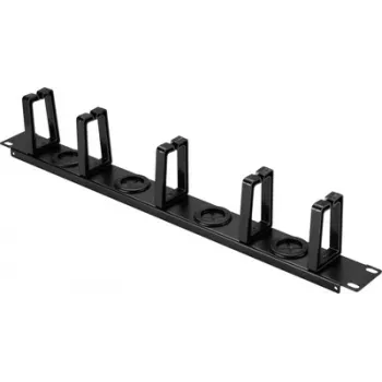 Renkforce RF-7116970 19 inch 1U grozāmais kabeļu pārvaldības panelis ar 360° kabeļu vadotņu pirkstiem, melns