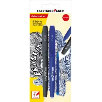 Faber-Castell Eberhard Faber Erase it! dzēšama gēla pildspalva, 0,7 mm, zila, Action Set, blisteriepakojums 582103