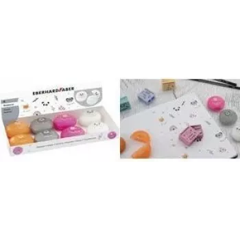 Faber-Castell Eberhard Faber Animal plastmasas dzēšgumiju displejs, 8 dažādas dzīvnieku formas grafīta un krāsainajiem zīmuļiem 585419