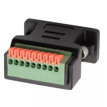 EXSYS EX-49110 DB9 vīriešu uz 9 kontaktu skrūvju spailu adapteris ar pogu