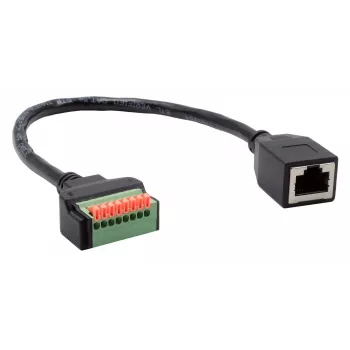 EXSYS EX-49120 RJ45 sieviešu uz 8 kontaktu spaiļu bloku adaptera kabelis, CAT.6, 30 cm, ar pogu