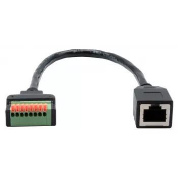EXSYS EX-49120 RJ45 sieviešu uz 8 kontaktu spaiļu bloku adaptera kabelis, CAT.6, 30 cm, ar pogu