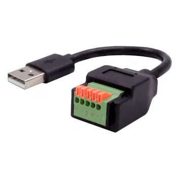 EXSYS USB-A vīriešu uz 5 kontaktu spaiļu bloka adaptera kabelis ar pogu, USB 2.0, 15 cm EX-49129