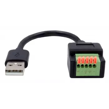 EXSYS USB-A vīriešu uz 5 kontaktu spaiļu bloka adaptera kabelis ar pogu, USB 2.0, 15 cm EX-49129